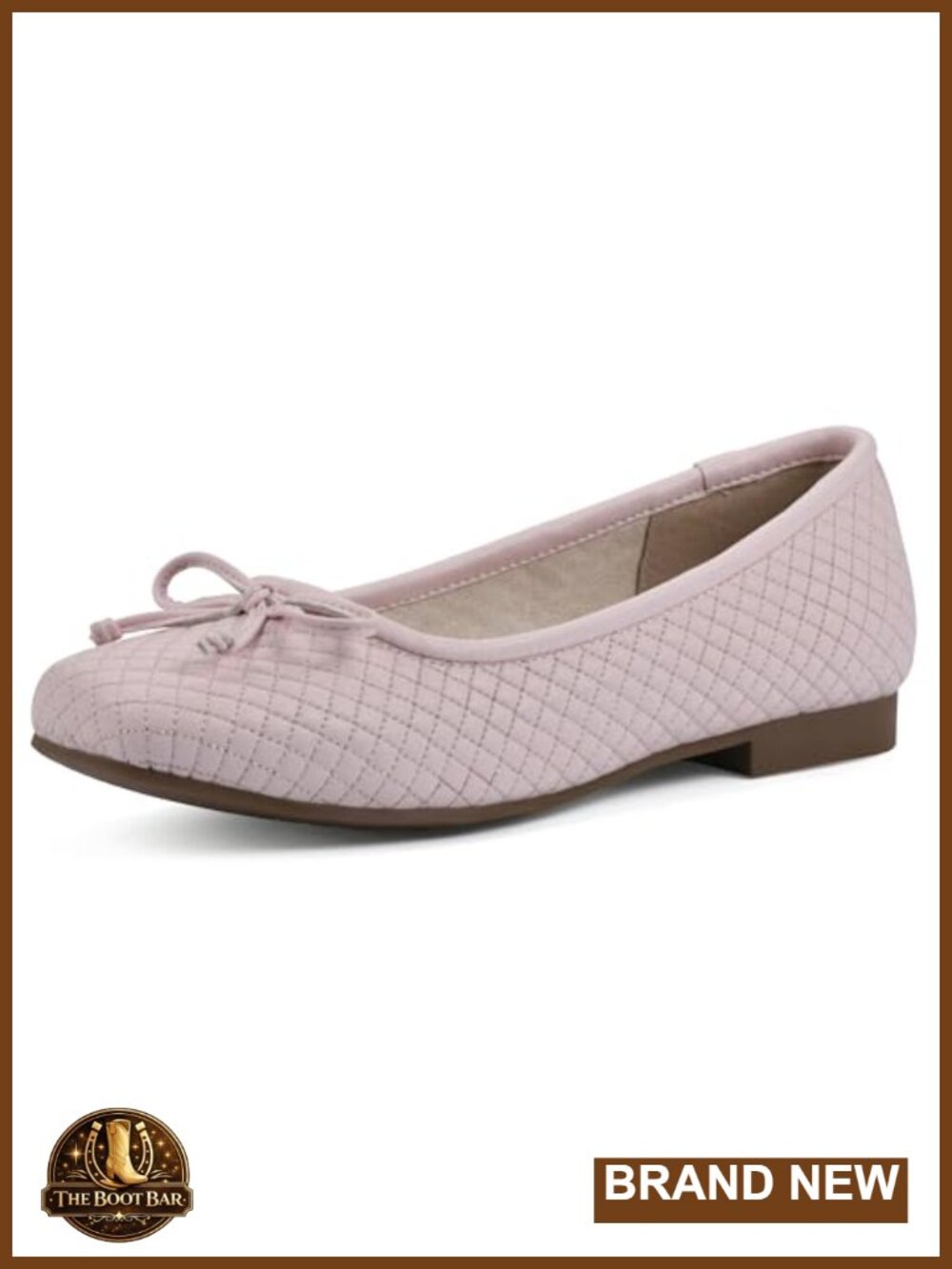Quilted Ballet Flats with Square Toe and Bow Detail